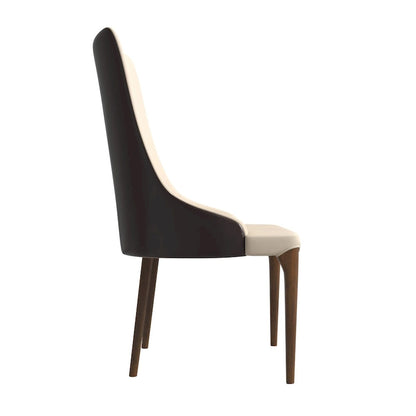 High-Back Dining Chair Upholstered in Leather with Ash Wood Legs Elm Collection
