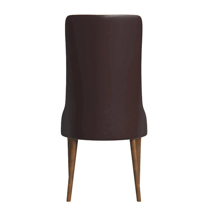 High-Back Dining Chair Upholstered in Leather with Ash Wood Legs Elm Collection