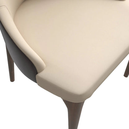 High-Back Dining Chair Upholstered in Leather with Ash Wood Legs Elm Collection