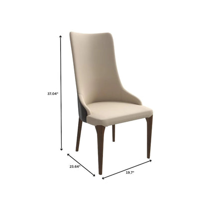 High-Back Dining Chair Upholstered in Leather with Ash Wood Legs Elm Collection