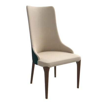 High-Back Dining Chair Upholstered in Leather with Ash Wood Legs Elm Collection