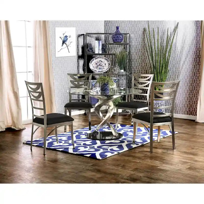 Sculpture I Contemporary Black Steel 5-Piece Round Dining Set by Furniture of America