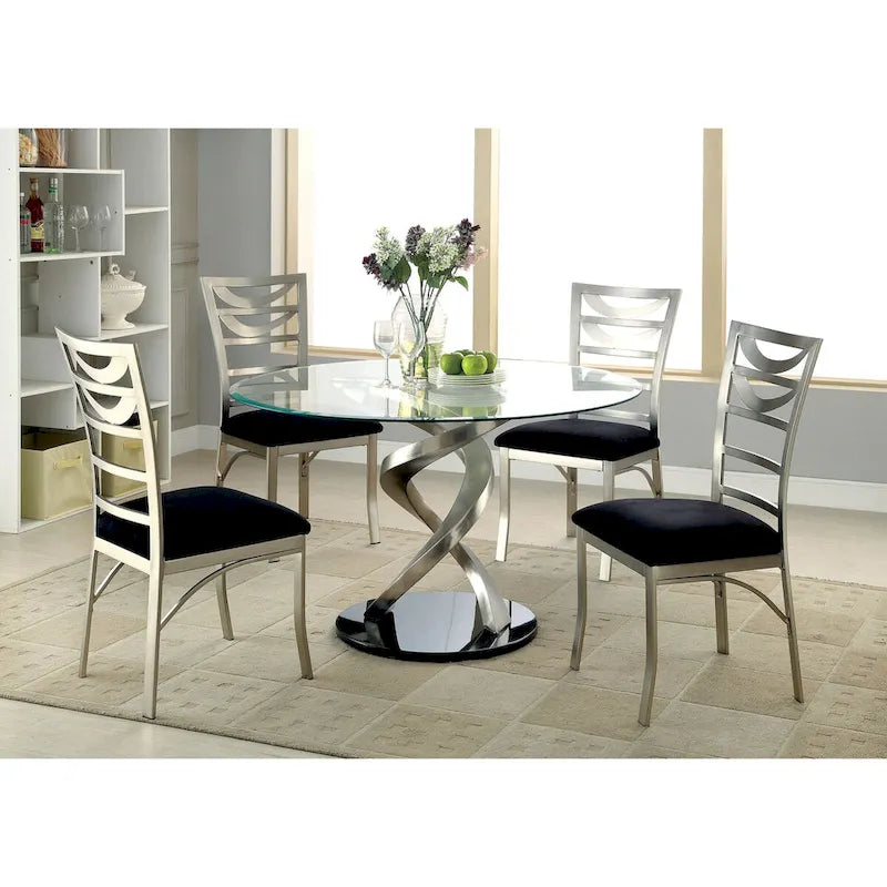Sculpture I Contemporary Black Steel 5-Piece Round Dining Set by Furniture of America