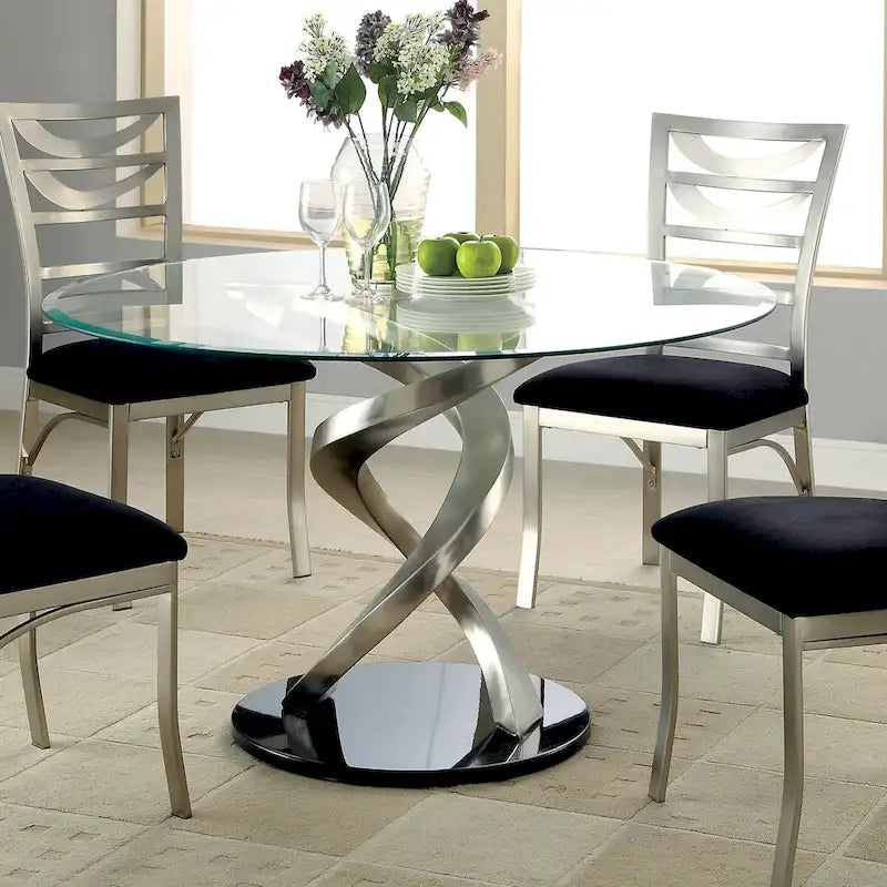 Sculpture I Contemporary Black Steel 5-Piece Round Dining Set by Furniture of America