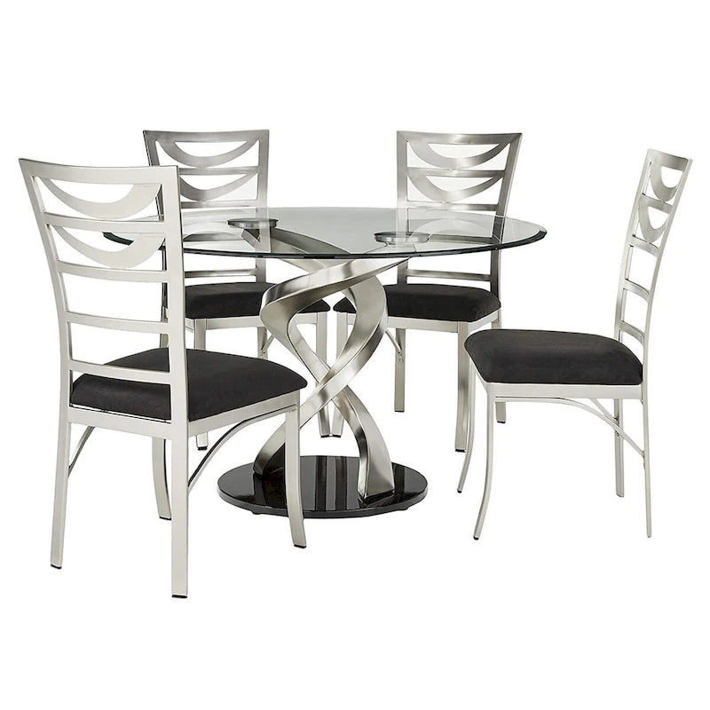 Sculpture I Contemporary Black Steel 5-Piece Round Dining Set by Furniture of America