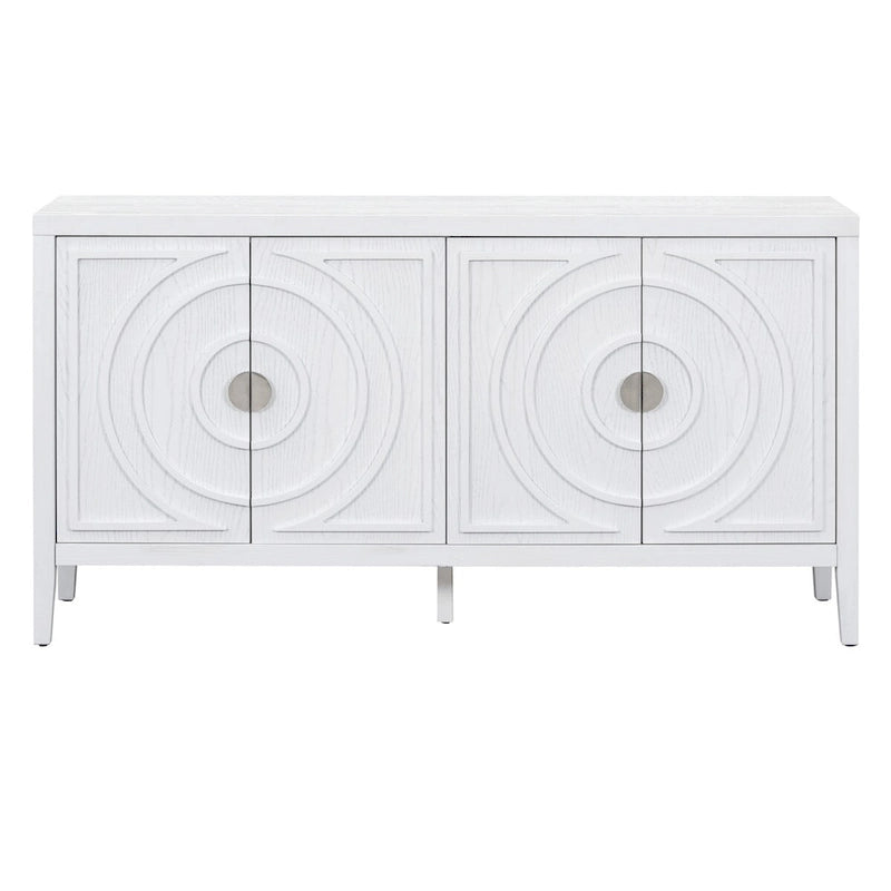 Retro Sideboard Doors with Circular Groove Design Round Metal Door Handle - 60L x 16W x 32H