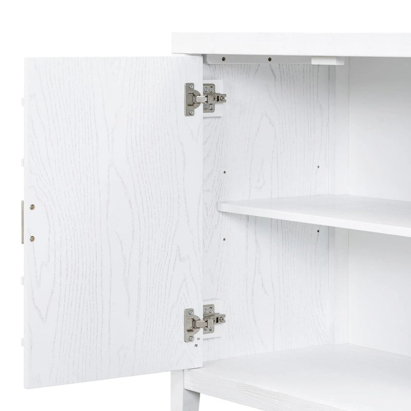 Retro Sideboard Doors with Circular Groove Design Round Metal Door Handle - 60L x 16W x 32H