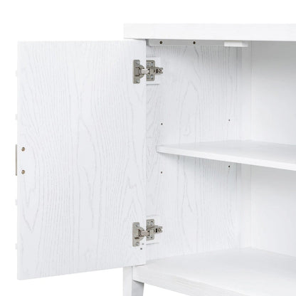 Retro Sideboard Doors with Circular Groove Design Round Metal Door Handle - 60L x 16W x 32H