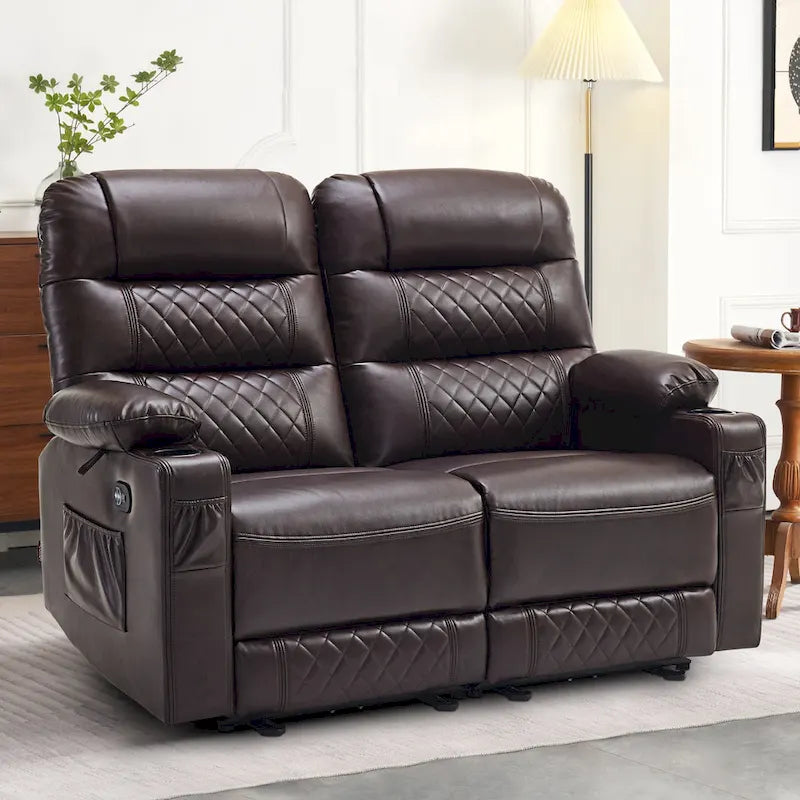 MCombo Electric Power Loveseat Recliner, Power Reclining Sofa with Heat and Vibration, USB Ports, Cup Holders PR622