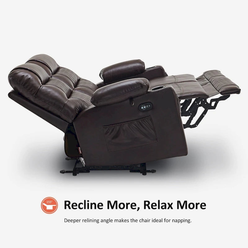 MCombo Electric Power Loveseat Recliner, Power Reclining Sofa with Heat and Vibration, USB Ports, Cup Holders PR622