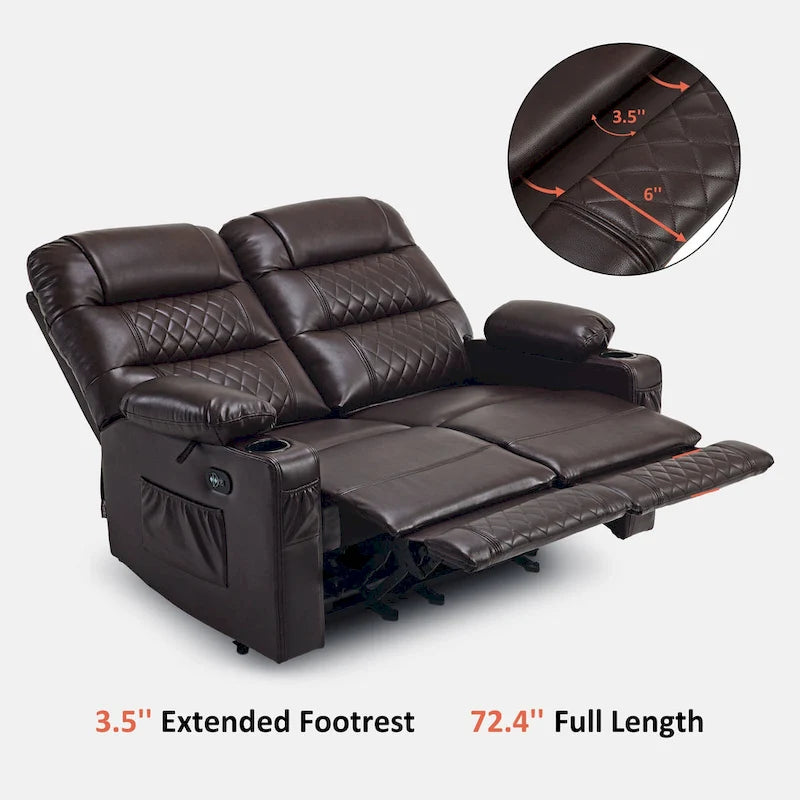 MCombo Electric Power Loveseat Recliner, Power Reclining Sofa with Heat and Vibration, USB Ports, Cup Holders PR622