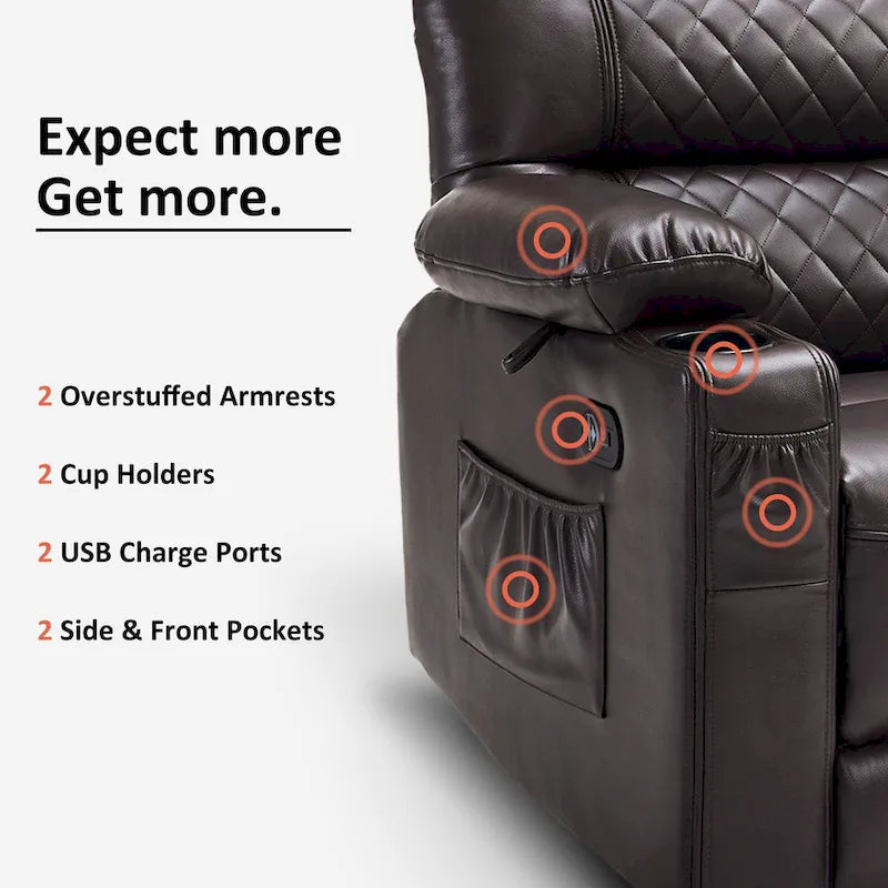 MCombo Electric Power Loveseat Recliner, Power Reclining Sofa with Heat and Vibration, USB Ports, Cup Holders PR622