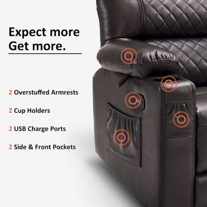 MCombo Electric Power Loveseat Recliner, Power Reclining Sofa with Heat and Vibration, USB Ports, Cup Holders PR622