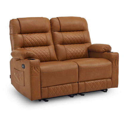 MCombo Electric Power Loveseat Recliner, Power Reclining Sofa with Heat and Vibration, USB Ports, Cup Holders PR622
