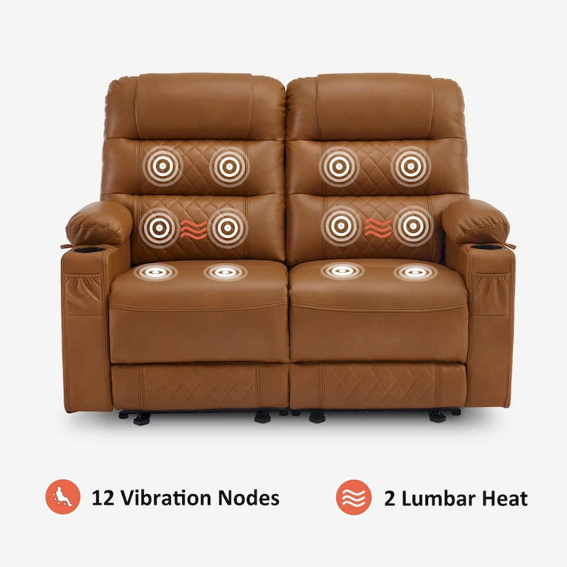 MCombo Electric Power Loveseat Recliner, Power Reclining Sofa with Heat and Vibration, USB Ports, Cup Holders PR622