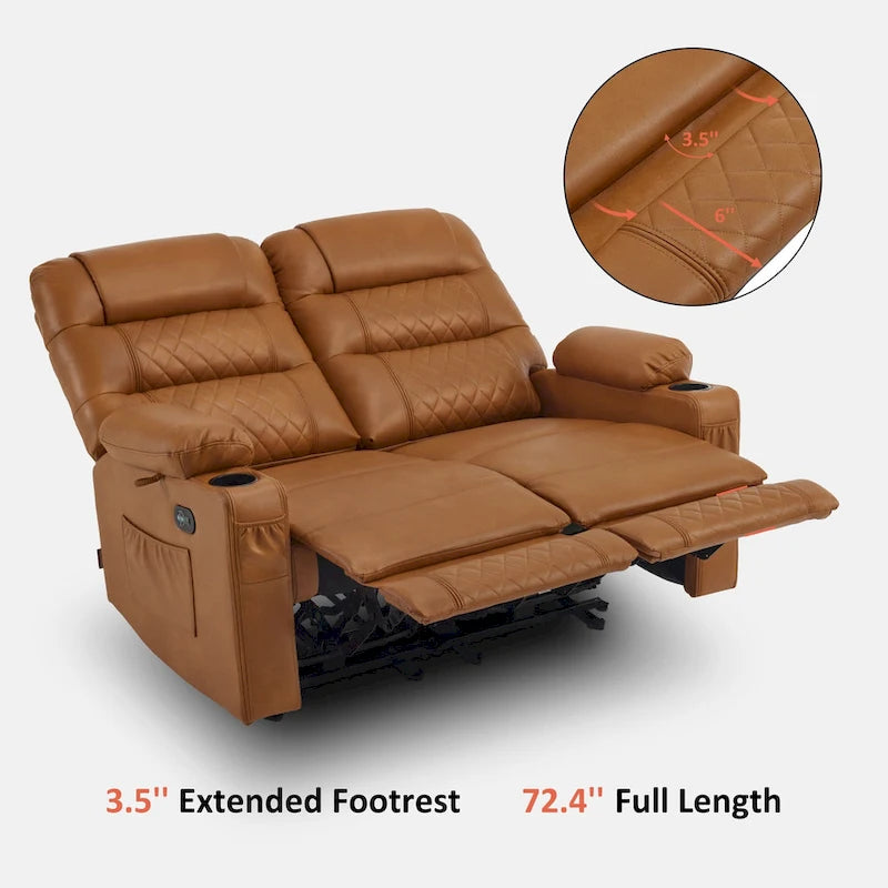 MCombo Electric Power Loveseat Recliner, Power Reclining Sofa with Heat and Vibration, USB Ports, Cup Holders PR622