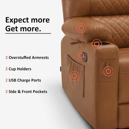 MCombo Electric Power Loveseat Recliner, Power Reclining Sofa with Heat and Vibration, USB Ports, Cup Holders PR622