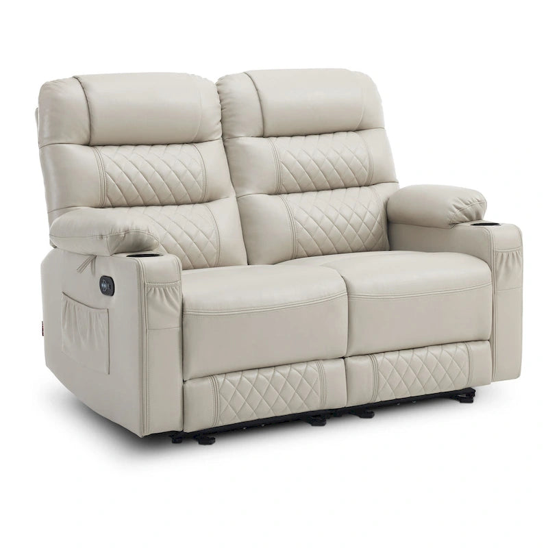 MCombo Electric Power Loveseat Recliner, Power Reclining Sofa with Heat and Vibration, USB Ports, Cup Holders PR622