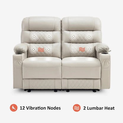 MCombo Electric Power Loveseat Recliner, Power Reclining Sofa with Heat and Vibration, USB Ports, Cup Holders PR622