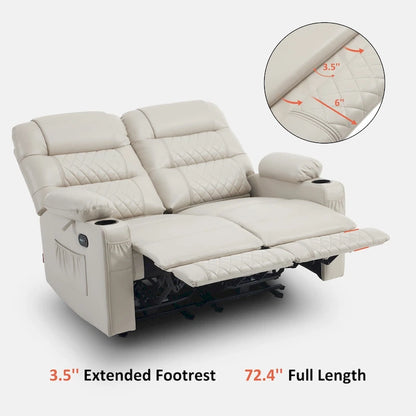 MCombo Electric Power Loveseat Recliner, Power Reclining Sofa with Heat and Vibration, USB Ports, Cup Holders PR622