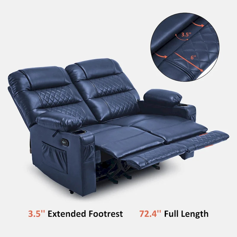 MCombo Electric Power Loveseat Recliner, Power Reclining Sofa with Heat and Vibration, USB Ports, Cup Holders PR622