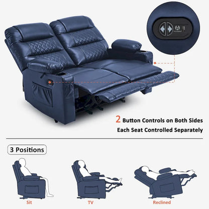 MCombo Electric Power Loveseat Recliner, Power Reclining Sofa with Heat and Vibration, USB Ports, Cup Holders PR622