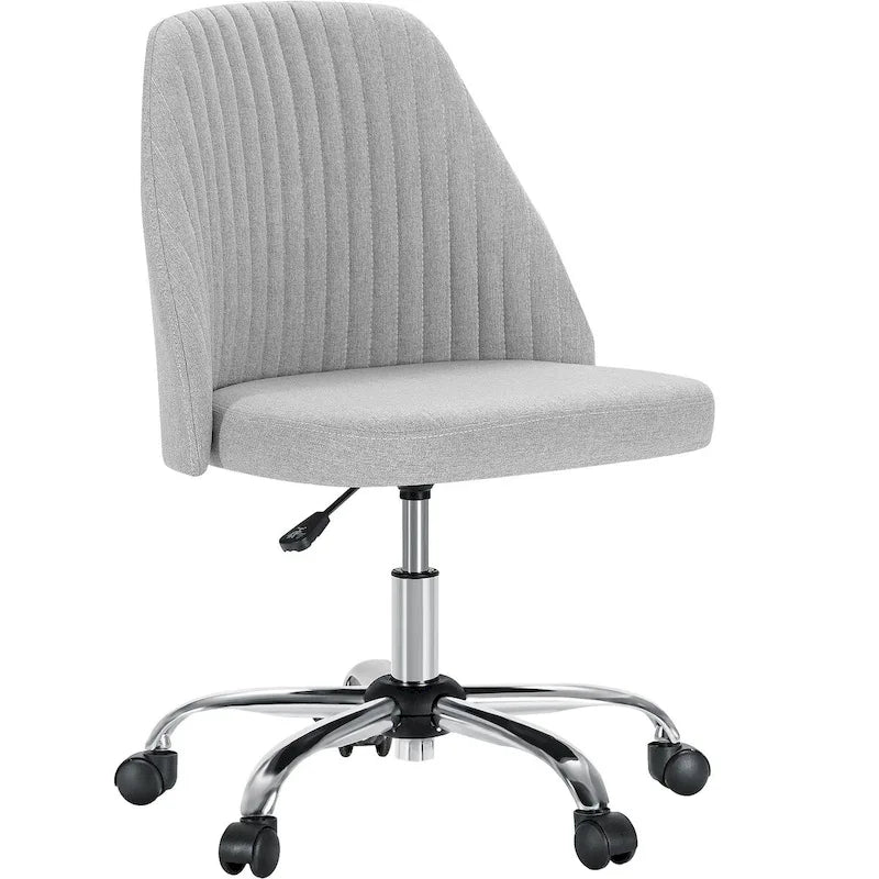 Armless Home Office Desk Chair with Wheels Adjustable Swivel Task Computer Vanity Chair for Small Spaces