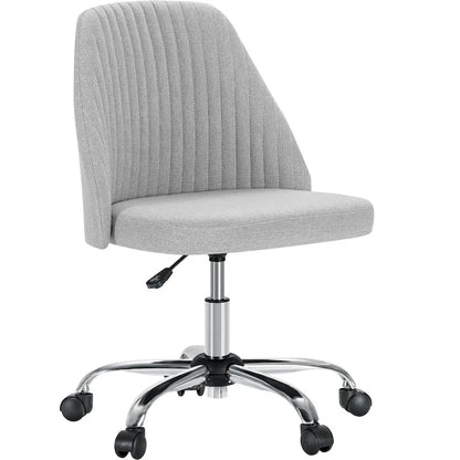 Armless Home Office Desk Chair with Wheels Adjustable Swivel Task Computer Vanity Chair for Small Spaces