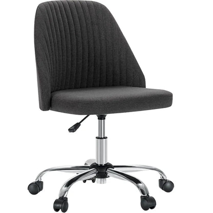 Armless Home Office Desk Chair with Wheels Adjustable Swivel Task Computer Vanity Chair for Small Spaces