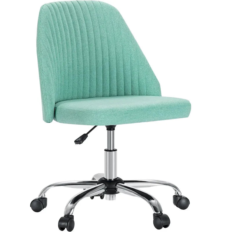 Armless Home Office Desk Chair with Wheels Adjustable Swivel Task Computer Vanity Chair for Small Spaces