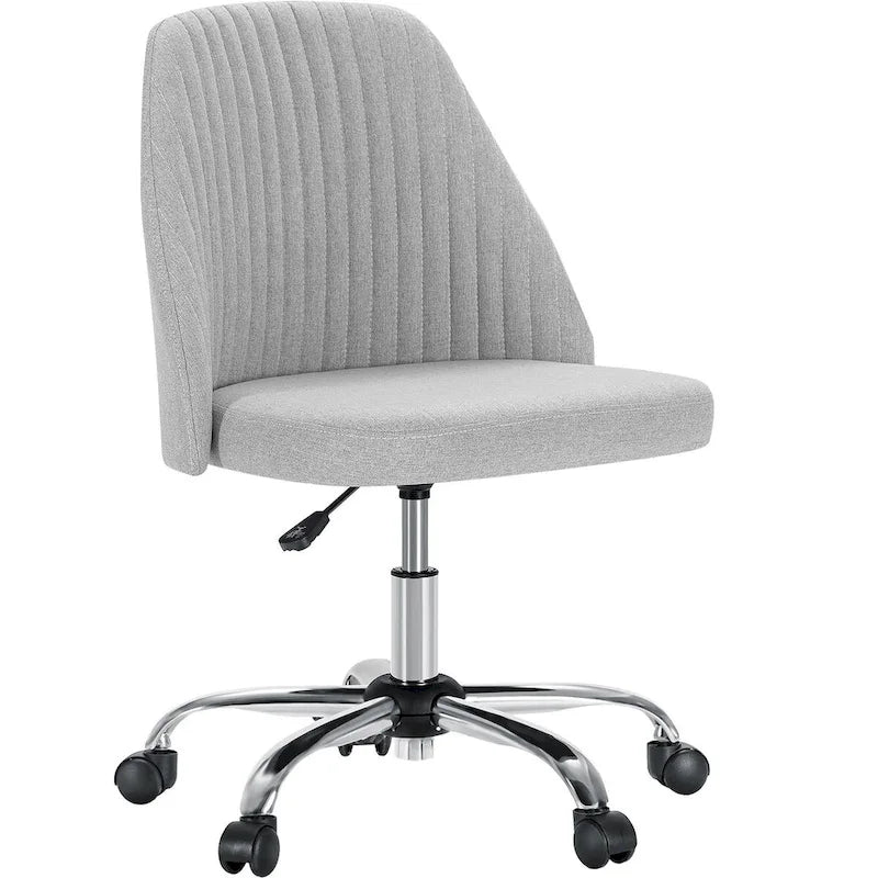 Armless Home Office Desk Chair with Wheels Adjustable Swivel Task Computer Vanity Chair for Small Spaces