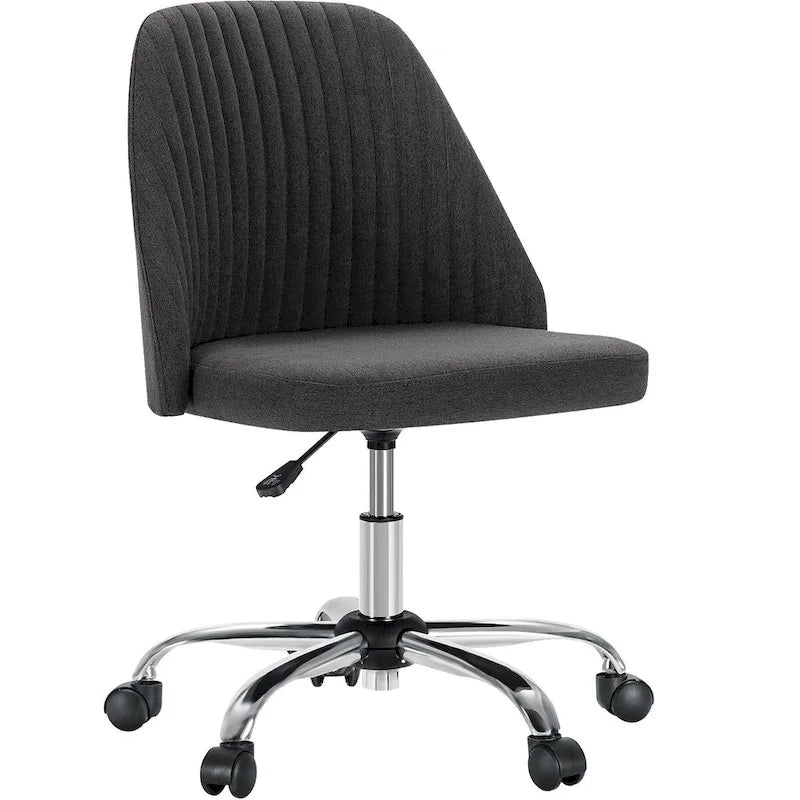 Armless Home Office Desk Chair with Wheels Adjustable Swivel Task Computer Vanity Chair for Small Spaces