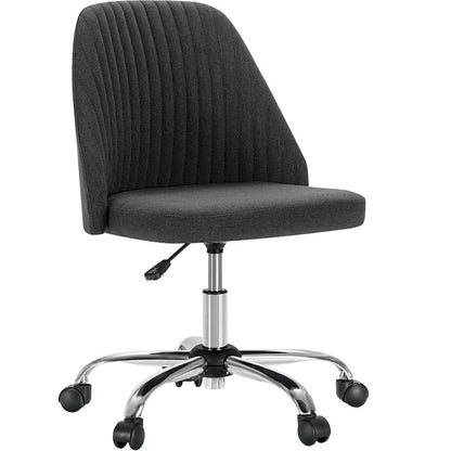 Armless Home Office Desk Chair with Wheels Adjustable Swivel Task Computer Vanity Chair for Small Spaces