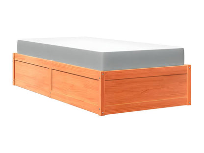 Bed with brown wax mattress 90x200 cm solid pine wood