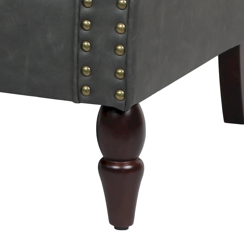 Rolled Armrests PU Accent Chair with Nailhead Trim (Set of 2)