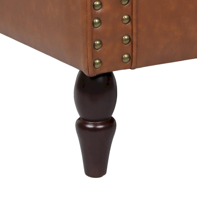 Rolled Armrests PU Accent Chair with Nailhead Trim (Set of 2)