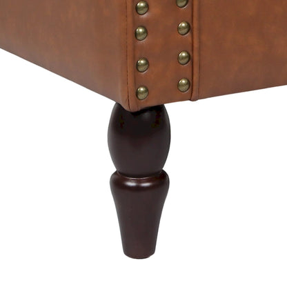 Rolled Armrests PU Accent Chair with Nailhead Trim (Set of 2)