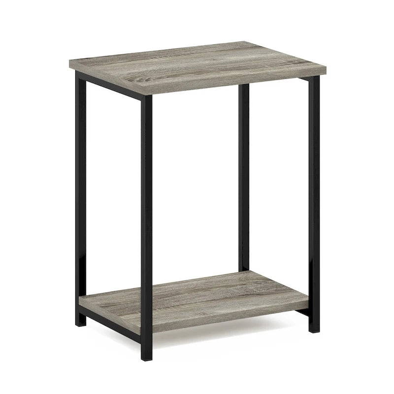 Furinno Simplistic Industrial Metal Frame End Table, 1-Pack, Espresso