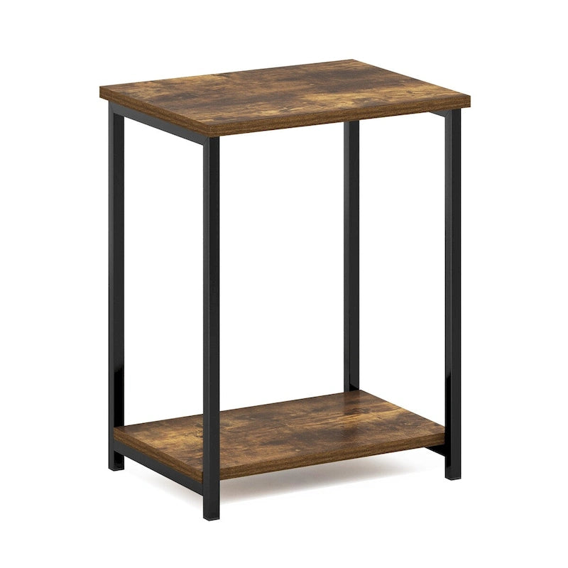 Furinno Simplistic Industrial Metal Frame End Table, 1-Pack, Espresso