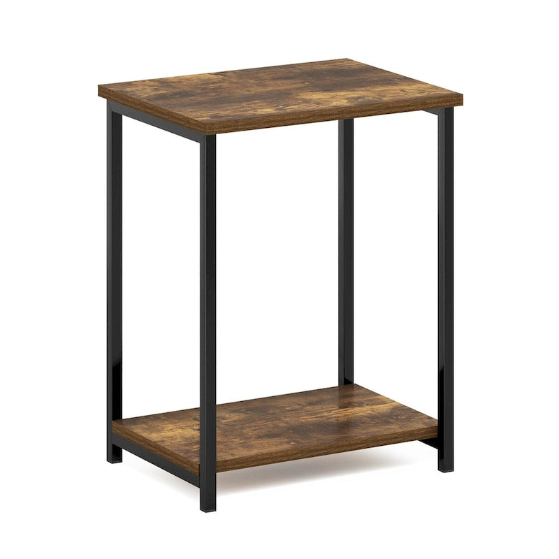 Furinno Simplistic Industrial Metal Frame End Table, 1-Pack, Espresso