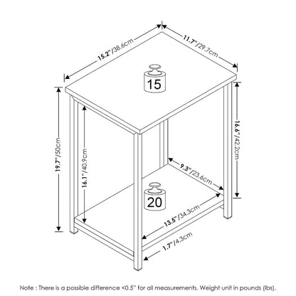 Furinno Simplistic Industrial Metal Frame End Table, 1-Pack, Espresso