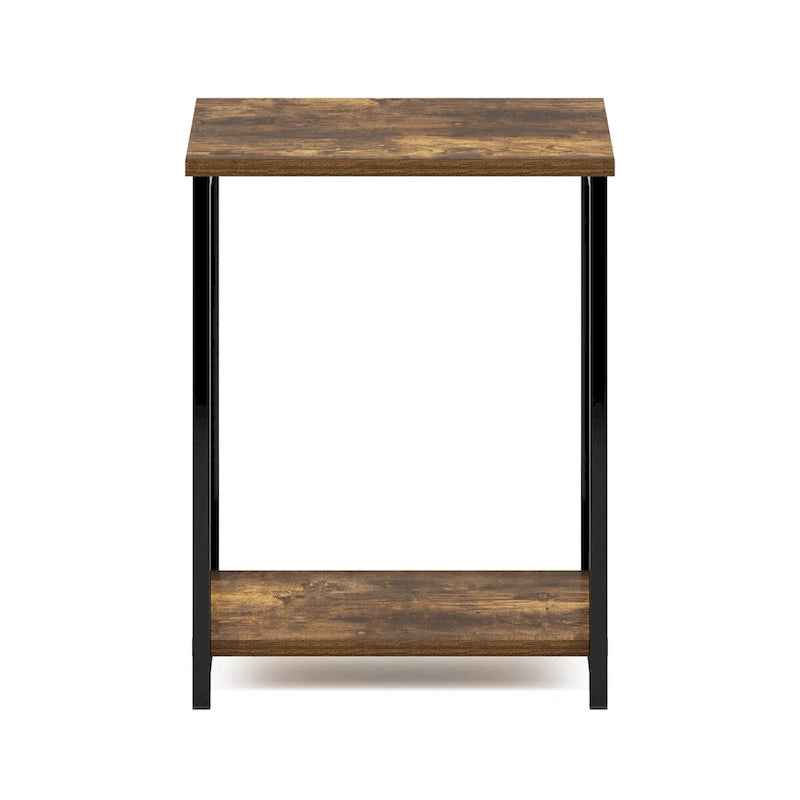 Furinno Simplistic Industrial Metal Frame End Table, 1-Pack, Espresso