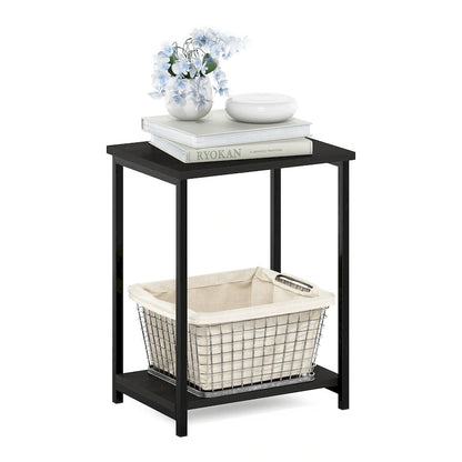 Furinno Simplistic Industrial Metal Frame End Table, 1-Pack, Espresso