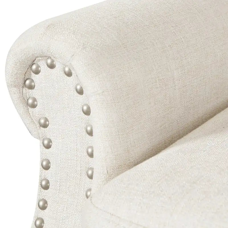 COZYMAN Modern Solid Wood Armchair Upholstered Fabric/Faux Leather Accent Chair for Living Room