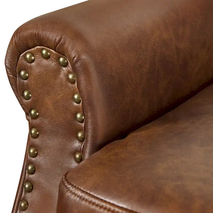 COZYMAN Modern Solid Wood Armchair Upholstered Fabric/Faux Leather Accent Chair for Living Room