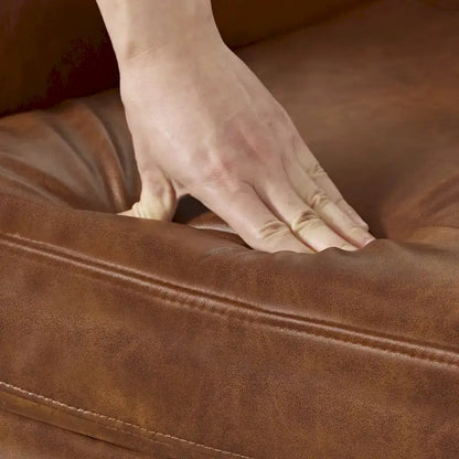 COZYMAN Modern Solid Wood Armchair Upholstered Fabric/Faux Leather Accent Chair for Living Room