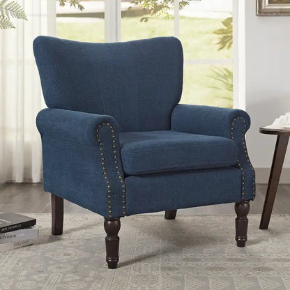 COZYMAN Modern Solid Wood Armchair Upholstered Fabric/Faux Leather Accent Chair for Living Room