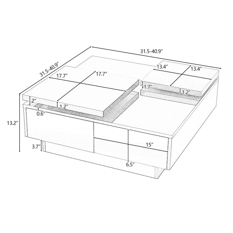 Square Wood Coffee Table with High Gloss finish