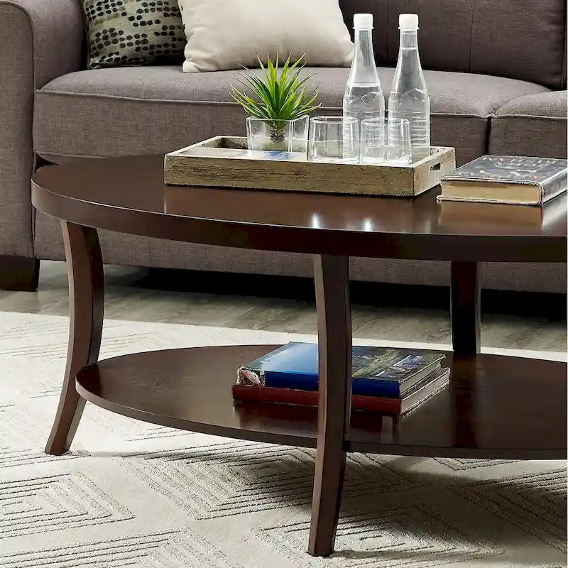 Oval Coffee Table with Shelf