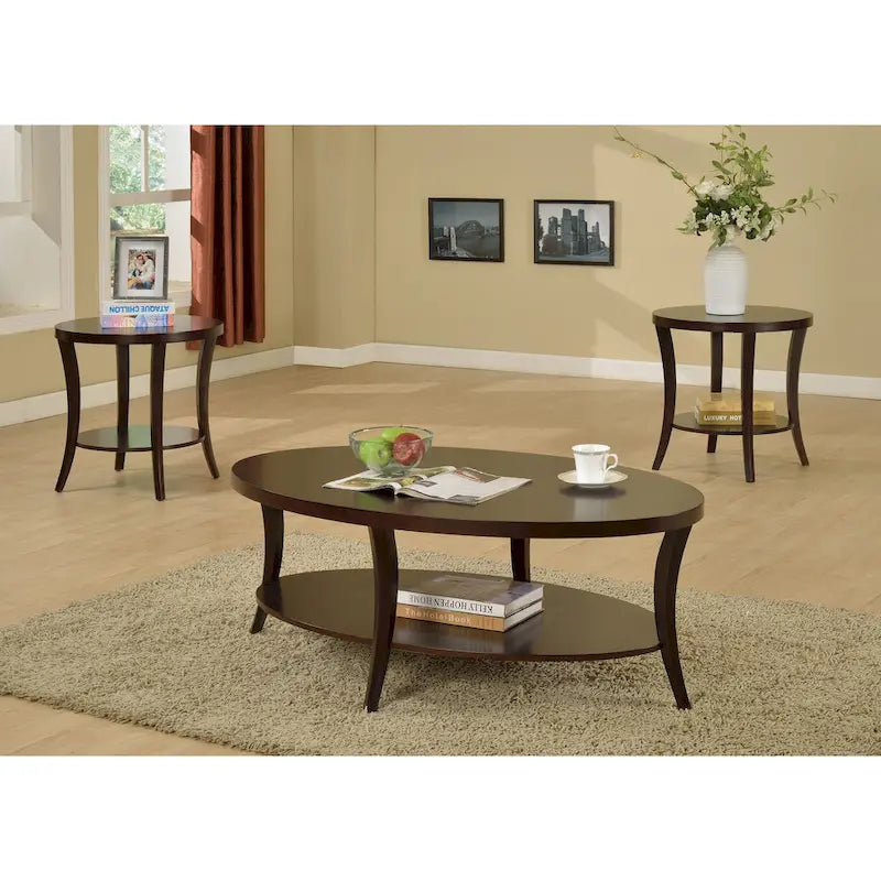 Oval Coffee Table with Shelf